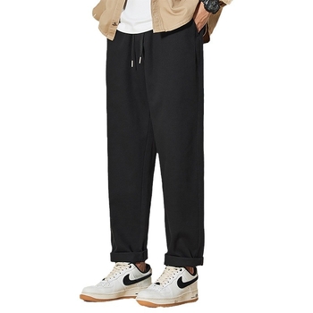 Mingge | Trendové značkové jednofarebné jednoduché univerzálne ležérne nohavice pánske voľné široké nohavice so sťahovacou šnúrkou rovné nohavice
