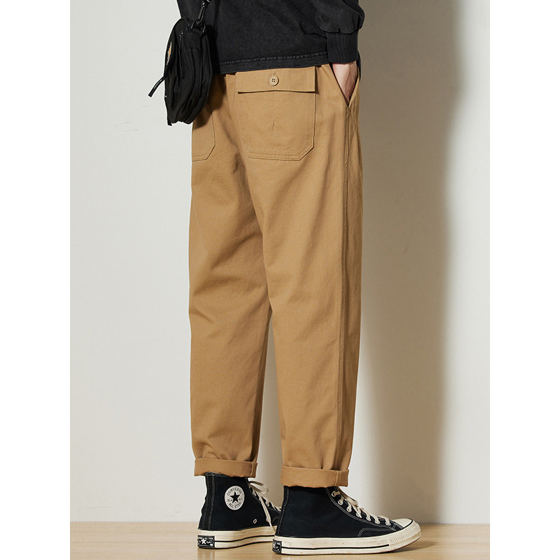 Mingge | Trendové značkové jednofarebné jednoduché univerzálne ležérne nohavice pánske voľné široké nohavice so sťahovacou šnúrkou rovné nohavice