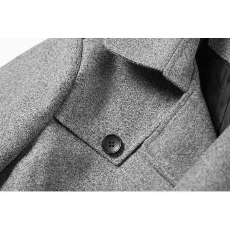 2024 m. „Amazon“ naujas vyriškas vidutinio ilgio vilnonis paltas, vienspalvis, paprastas darbo drabužis, vilnonis lietpaltis, vyriški viršūs