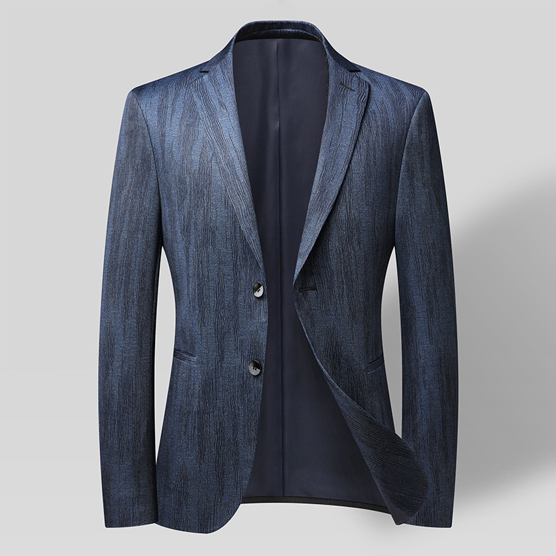 Férfi lapos galléros öltöny 2024 tavaszi és őszi új férfi üzleti hétköznapi fiatal és középkorú csíkos apuka dzseki