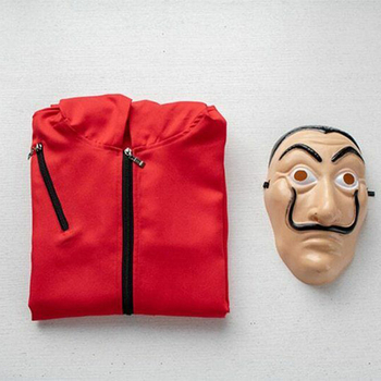 Paberrahamaja Halloweeni jumpsuit cosplaydali Dali kostüüm kaardimaja jumpsuit saata klounimask