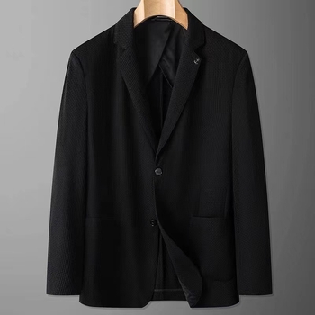 Лятно тънък стил голям размер мъжки костюм яке плюс размер свободен ежедневен дебел мъж плосък костюм с яка ледена коприна тъмен модел