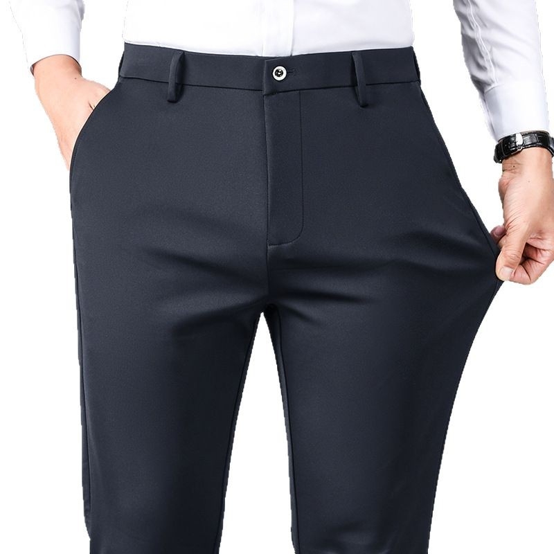 Sügisesed vabaajapüksid meestele, sirgete jalajälgedega paksud äripüksid noortele ja keskealistele meestele, neljasuunalised venivad pikad püksid, Korea stiilis Briti stiilis meeste püksid