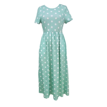 Dámske ležérne a elegantné letné a jesenné šaty s krátkym rukávom a okrúhlym výstrihom, potlačou a bodkami z roku 2023, bez rukávov a v páse, nezávislá stanica Wish