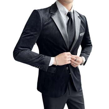 Пролетен мъжки кожен костюм 2025, текстура на тънък, едро на едро, мъжки кадифен костюм от еленова кожа, трепери поколение коса