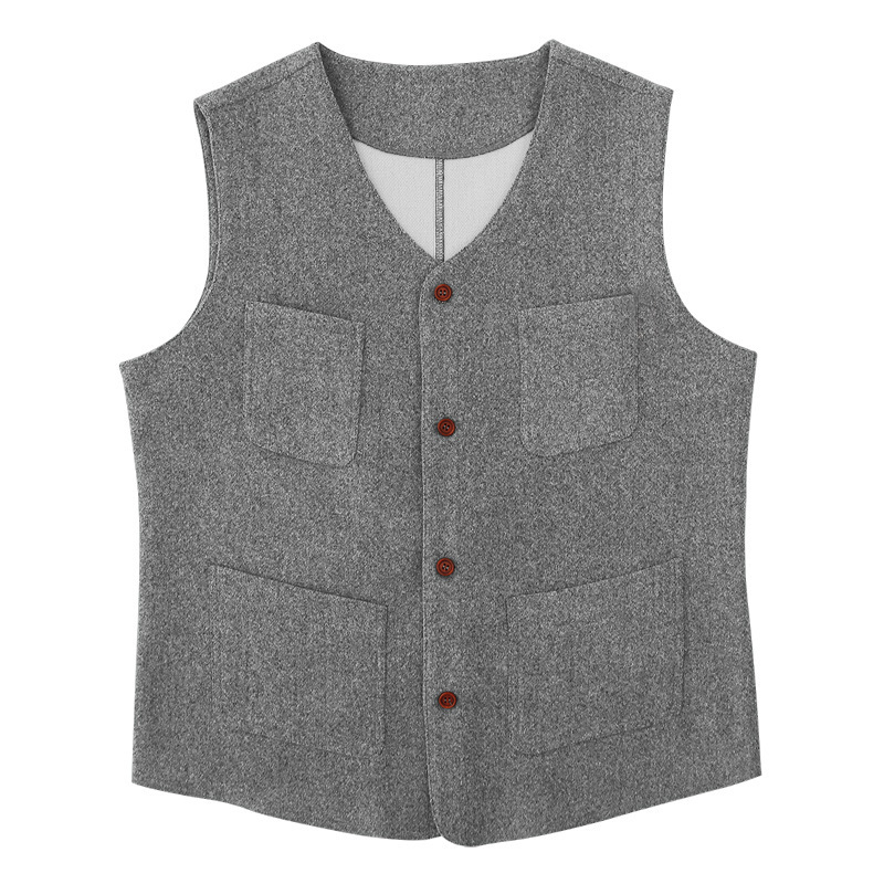 2024 m. tarpvalstybinė „Amazon“ pavasario ir rudens vyriška laisvalaikio vilnonė liemenė, vyriškas plonas, vienrankis viršutinis megztinis