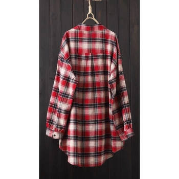 Karirana košulja za žene srednje duljine, široki, lijeni stil, proljeće 2024. u hongkonškom stilu, retro, univerzalni kaput