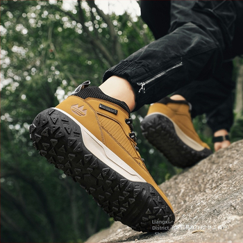 Ανδρικά Παπούτσια Ορειβασίας Φθινόπωρο Νέα Ανθεκτικά στη φθορά Χοντρή σόλα Αντιολισθητικά Υπαίθρια Αθλήματα Προστασία Εργασίας Εργασία Αδιάβροχα Δερμάτινα Παπούτσια Ψηλής Κορυφής