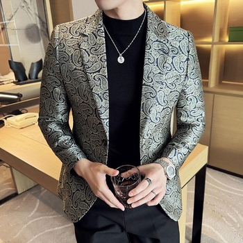 Vyriškas madingas laisvalaikio mažas kostiumas Madingas prekės ženklo anakardžių gėlių švarkas britų korėjietiško stiliaus plonas laisvalaikio kostiumas