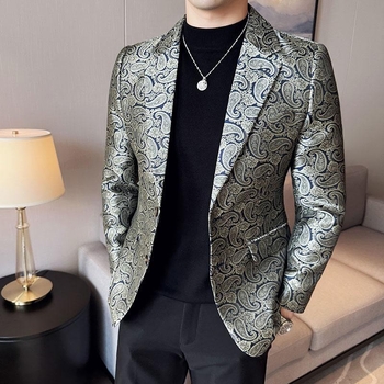 Vyriškas madingas laisvalaikio mažas kostiumas Madingas prekės ženklo anakardžių gėlių švarkas britų korėjietiško stiliaus plonas laisvalaikio kostiumas