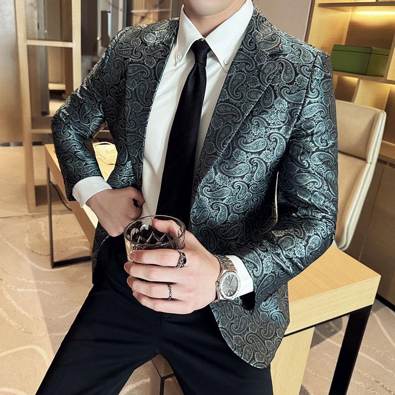 Vyriškas madingas laisvalaikio mažas kostiumas Madingas prekės ženklo anakardžių gėlių švarkas britų korėjietiško stiliaus plonas laisvalaikio kostiumas