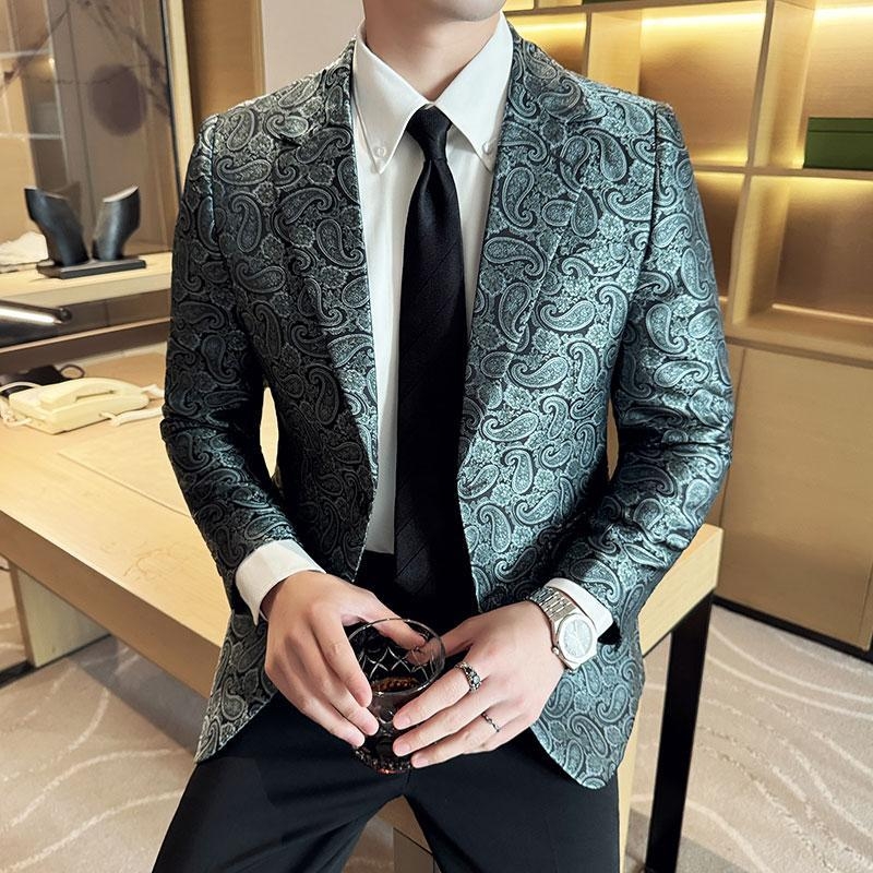 Vyriškas madingas laisvalaikio mažas kostiumas Madingas prekės ženklo anakardžių gėlių švarkas britų korėjietiško stiliaus plonas laisvalaikio kostiumas