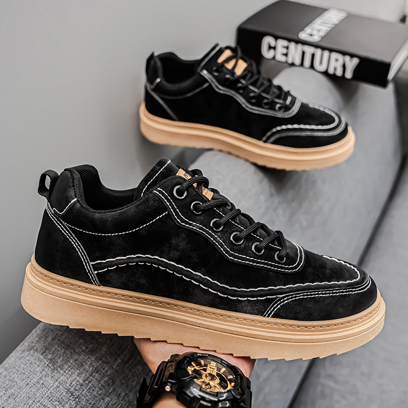 Jesenné pánske topánky 2024 nové priedušné topánky pánske trendy univerzálne tenisky s hrubou podrážkou ležérne skate topánky kožené topánky módne topánky