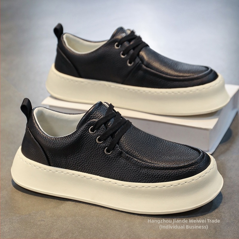 Pánske topánky 2025 Nové letné športové nízke topánky s hrubou podrážkou, nepremokavé, kožené, pre mužov, na šoférovanie