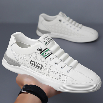 Nové duté pánske biele topánky, ležérne módne topánky, letné priedušné topánky na pedál, generácia vlasov