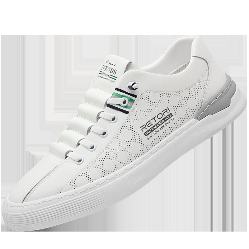 Nové duté pánske biele topánky, ležérne módne topánky, letné priedušné topánky na pedál, generácia vlasov