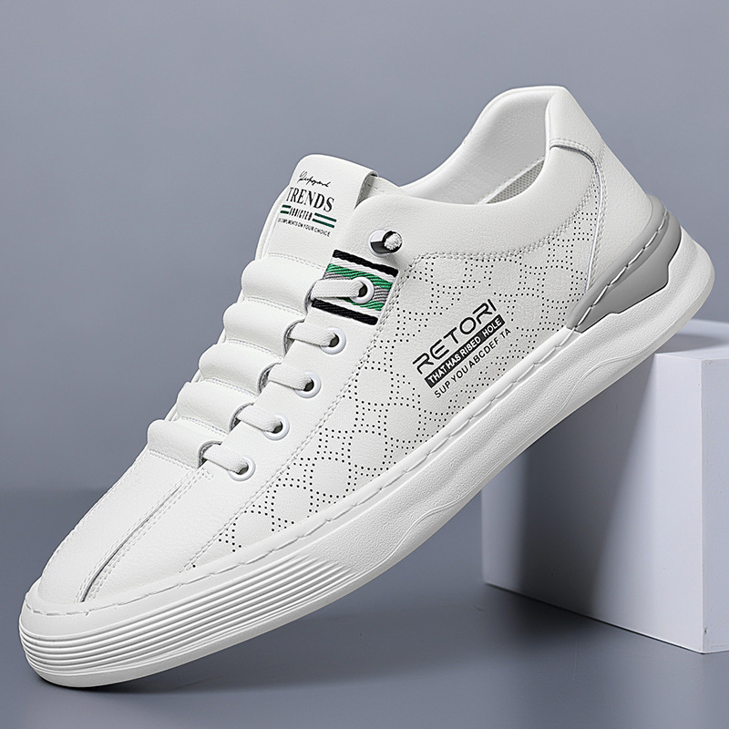 Nové duté pánske biele topánky, ležérne módne topánky, letné priedušné topánky na pedál, generácia vlasov