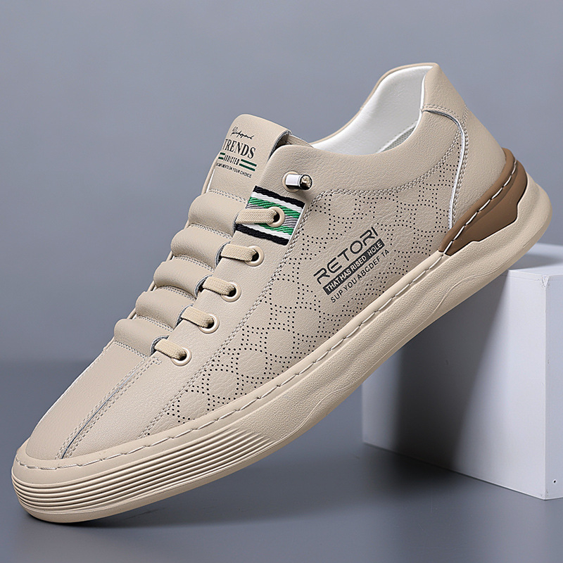 Nové duté pánske biele topánky, ležérne módne topánky, letné priedušné topánky na pedál, generácia vlasov