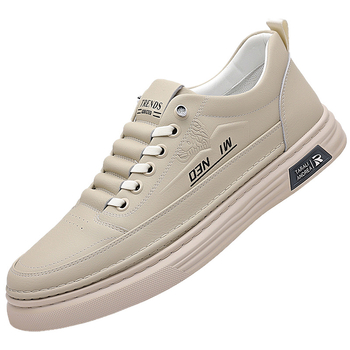 2025. gada pavasara jauni, mīkstas ādas vīriešu apavi ar pārrobežu mīkstu zoli, moderni, daudzpusīgi ikdienas apavi, sporta apavi, balti apavi, vairumtirdzniecība