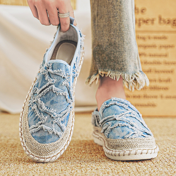 Ανδρικά παπούτσια από καμβά, καλοκαιρινά, αναπνεύσιμα, ανδρικά υφασμάτινα παπούτσια Old Beijing Fisherman, μονόποδα, casual, ευέλικτα τζιν, μοντέρνα παπούτσια
