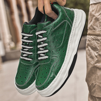 Muške male cipele veličine 37 s debelim potplatom, zelene modne cipele, prozračne, mekane, ručno šivane kožne cipele, veleprodaja