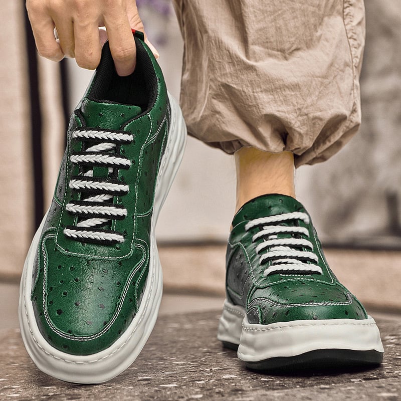 Muške male cipele veličine 37 s debelim potplatom, zelene modne cipele, prozračne, mekane, ručno šivane kožne cipele, veleprodaja