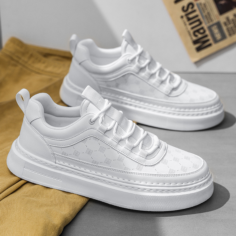 24-ročné výbuchy, jarné a jesenné nové vyrezávané ležérne doskové topánky, univerzálne biele topánky, ľahké, protišmykové, hrubé dno, pánske topánky pre milovníkov topánok