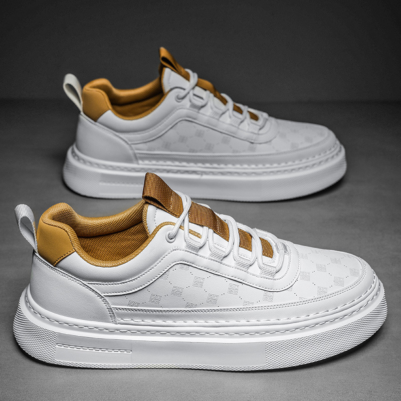 24-ročné výbuchy, jarné a jesenné nové vyrezávané ležérne doskové topánky, univerzálne biele topánky, ľahké, protišmykové, hrubé dno, pánske topánky pre milovníkov topánok