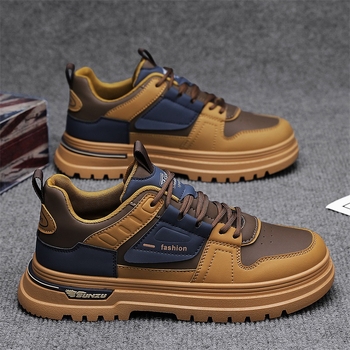 Φθινοπωρινές και χειμωνιάτικες δερμάτινες μπότες martin 2024 νέες μοντέρνες μπότες εργασίας με χαμηλή κορυφή και χοντρή σόλα για υπαίθριες αθλητικές δραστηριότητες ανδρών, casual παπούτσια