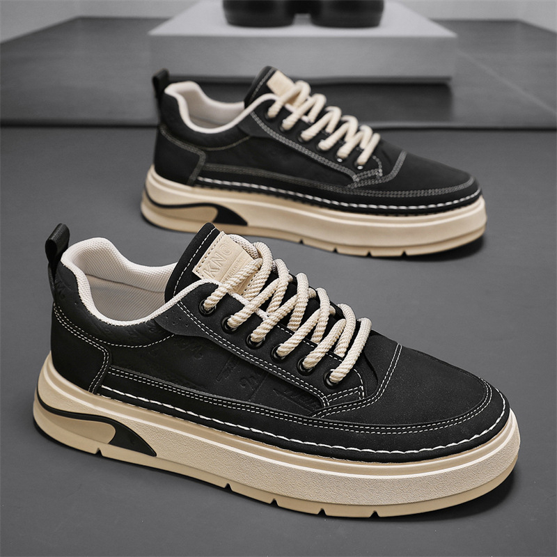 Nove muške cipele s debelim potplatom, povećane crne niske cipele za boarding, muške male Zhongde cipele za trening, moderne cipele za mlade, za četiri godišnja doba