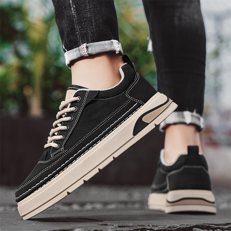 Nove muške cipele s debelim potplatom, povećane crne niske cipele za boarding, muške male Zhongde cipele za trening, moderne cipele za mlade, za četiri godišnja doba