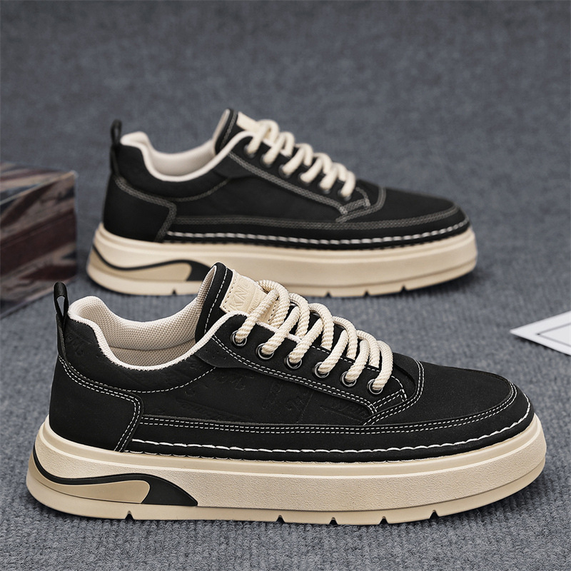 Nove muške cipele s debelim potplatom, povećane crne niske cipele za boarding, muške male Zhongde cipele za trening, moderne cipele za mlade, za četiri godišnja doba
