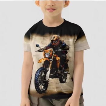 Тениска с къс ръкав за момче, облекло за мотоциклетисти, 2024 г.