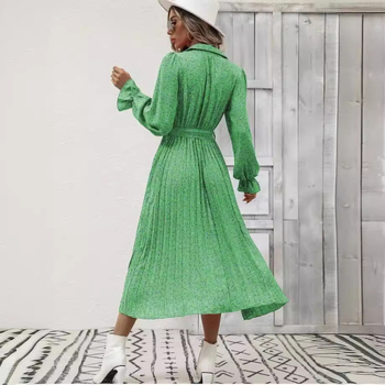 Cezhraničný export európskeho a amerického oblečenia Amazon 2024 Jesenné módne lisované šnurovacie šaty s dlhým rukávom