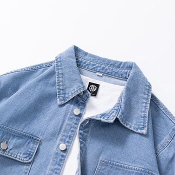 Διασυνοριακή χονδρική πώληση 2024 φθινοπωρινό νέο μακρυμάνικο πουκάμισο από βαμβάκι Tide μάρκας τζιν πουκάμισο παλτό τζιν παλτό