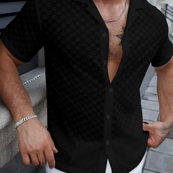 Μονόχρωμο, άνετο, casual πουκάμισο με δαντέλα και κοίλο σχέδιο, ευρωπαϊκής και αμερικανικής μόδας του 2024