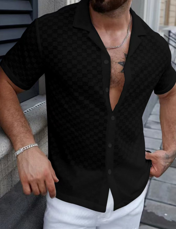 Pánske pohodlné ležérne tričko s čipkou a dutým vzorom z európskej a americkej módy z roku 2024