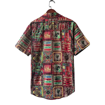 Ανδρικό κοντομάνικο πουκάμισο Amazon AliExpress Shrimp με στάμπα ζώων σε έθνικ στιλ