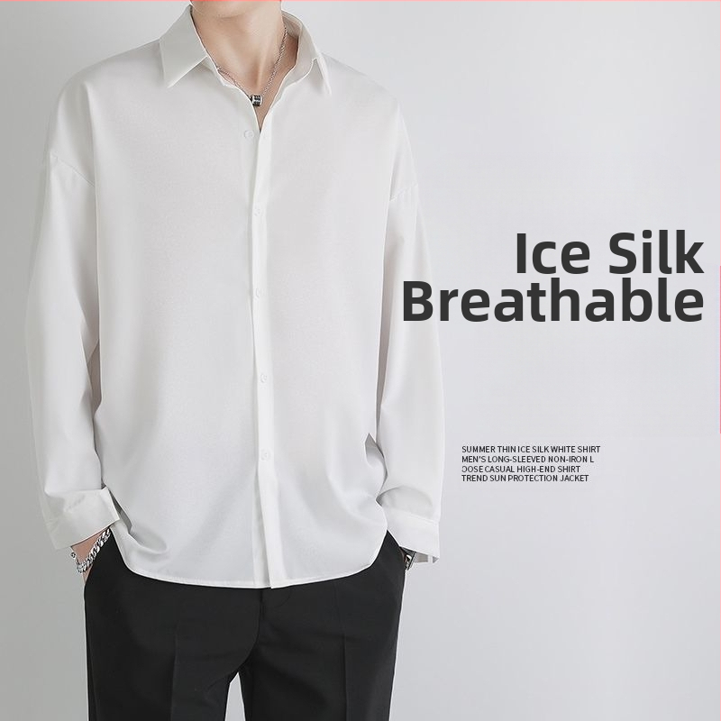 Pánske štíhle čierne tričko s dlhým rukávom, jar, jeseň a leto, luxusné, pekné, ležérne, pánske biele tričko, trendy