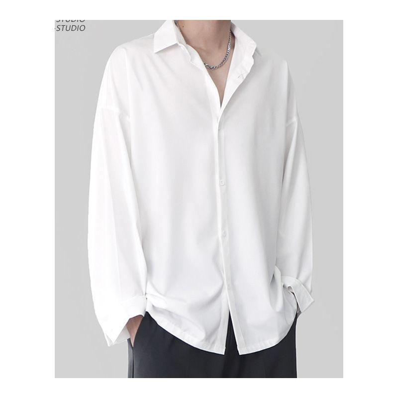 Slim Drape fekete ing férfi hosszú ujjú tavaszi, őszi és nyári luxus jóképű férfi lezser férfi fehér ing divatos