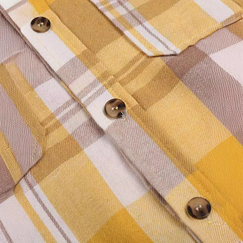 Prekogranična ženska 2024shein Amazon temu Žuta karirana košulja Jakna Košulja Ženska bluza