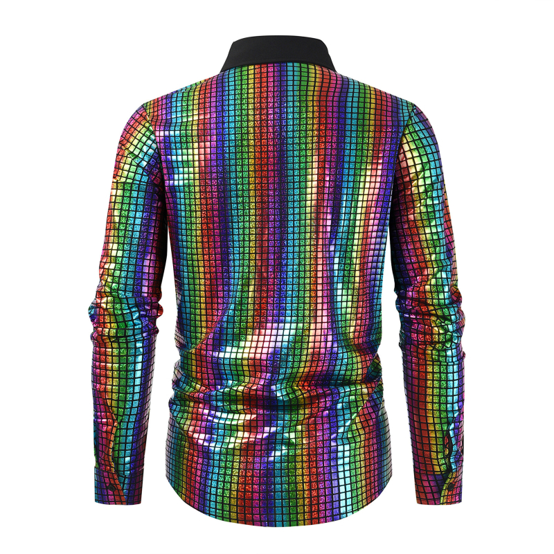 Pánske ležérne košele s dlhým rukávom a lesklými klopami, európske a americké, cezhraničné, nové, dropshipping