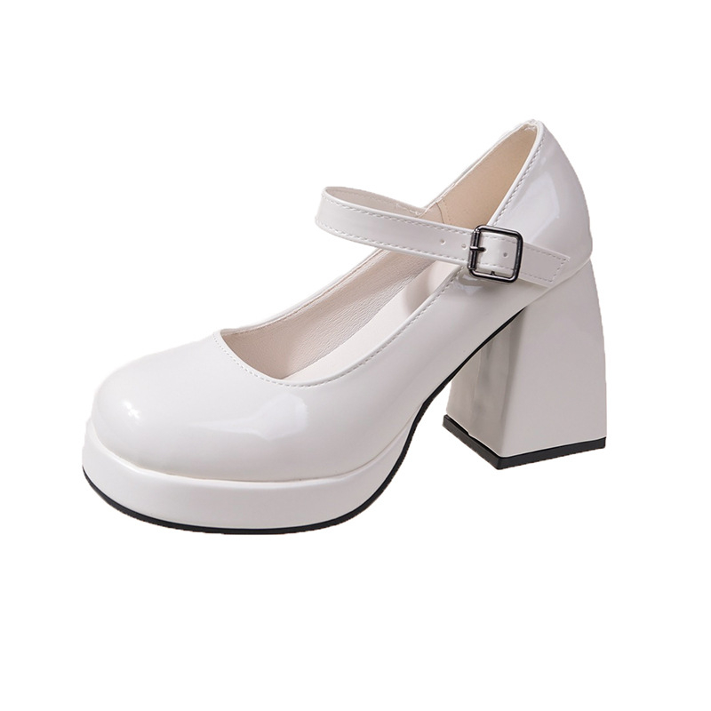 Dámske topánky Mary Jane, francúzske, vysoké podpätky, jar 2025, nové, nepremokavé, na platforme, malé kožené topánky s hrubým podpätkom