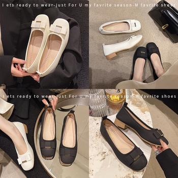 Doug Shoes Ženske proljetne cipele od mekane kože za četiri godišnja doba s mekim potplatom i plitkom suknjom