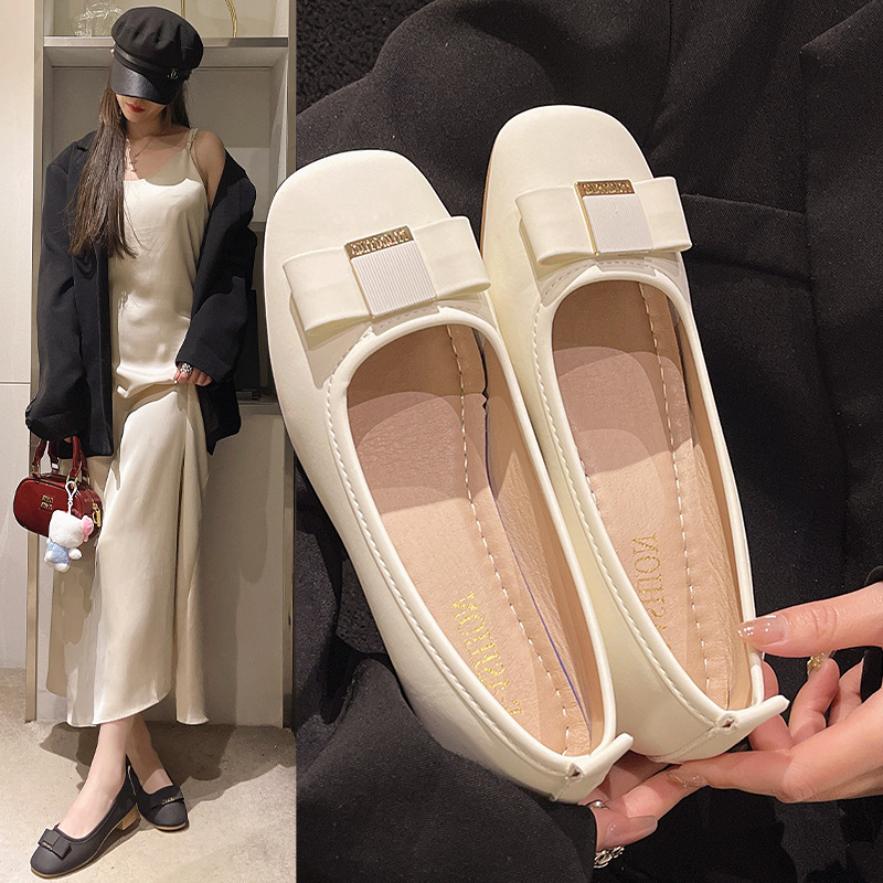 Doug Shoes Ženske proljetne cipele od mekane kože za četiri godišnja doba s mekim potplatom i plitkom suknjom