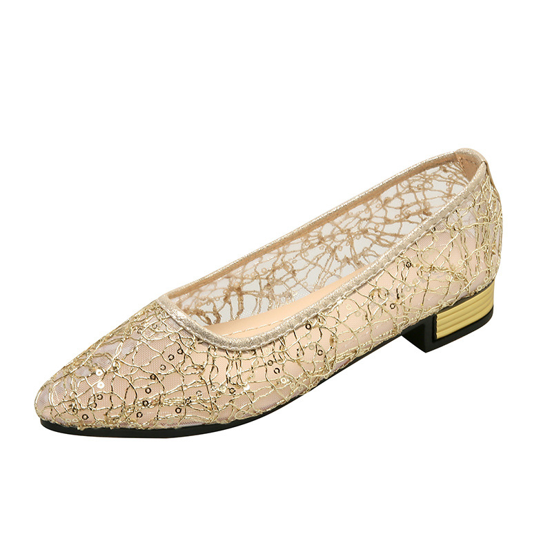 Cezhraničný zahraničný obchod, dámske letné topánky plus size, nové duté sieťované módne špicaté ležérne ploché fazuľové topánky veľkoobchod