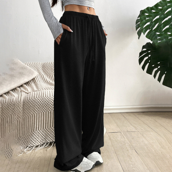 K1134 Tavaszi és nyári egyszerű, alacsony derekú, húzózsinóros, divatos, laza, vékony, karcsúsító, sétáló, sport jóganadrág
