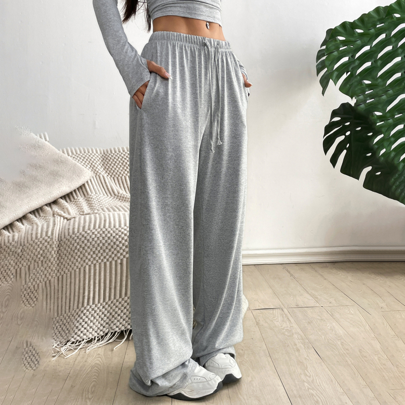 K1134 Tavaszi és nyári egyszerű, alacsony derekú, húzózsinóros, divatos, laza, vékony, karcsúsító, sétáló, sport jóganadrág