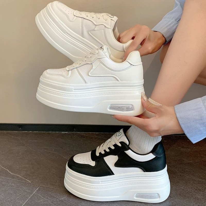 Storapadžiai platforminiai bateliai 2025 m. rudens naujo stiliaus sportiniai storapadžiai platforminiai bateliai, vasariniai, kvėpuojantys balti sportbačiai moterims, urmu