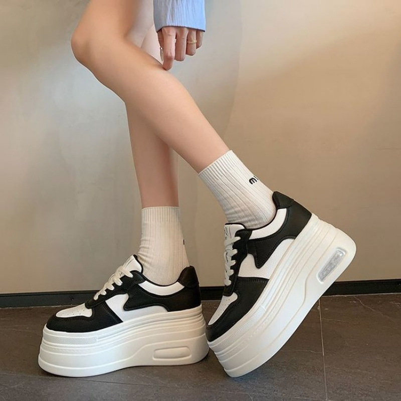 Storapadžiai platforminiai bateliai 2025 m. rudens naujo stiliaus sportiniai storapadžiai platforminiai bateliai, vasariniai, kvėpuojantys balti sportbačiai moterims, urmu